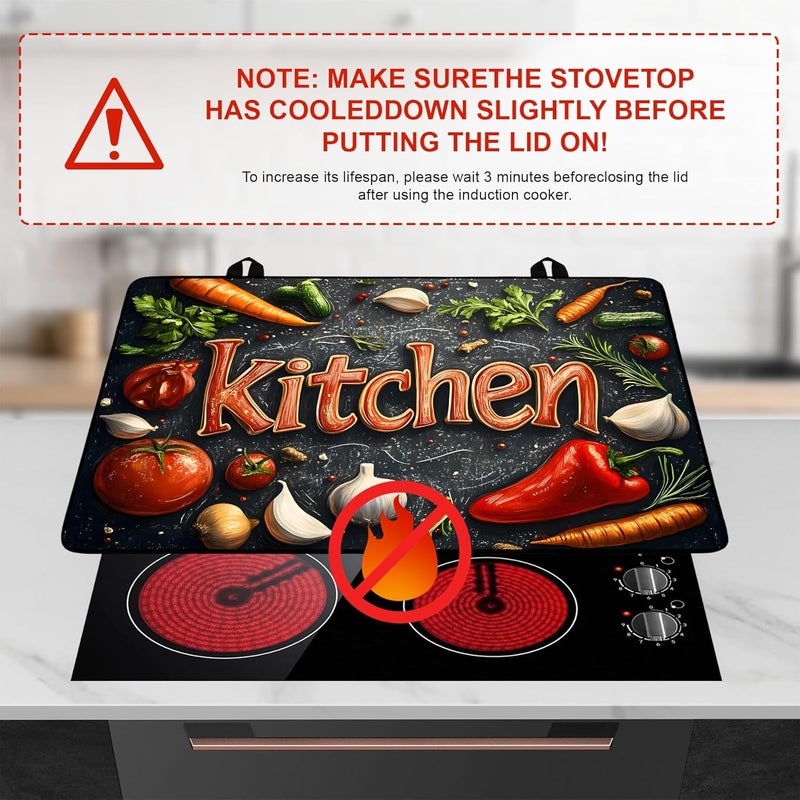 BVBOX Kitchen Stove Top Cover Retro Flower Gas Stove Top Cover for Home Decoration Kitchen Pad Non-Stick Washable Cooktop Covers Countertop Protector Keep Stove Clean 28"x20" - Image 3